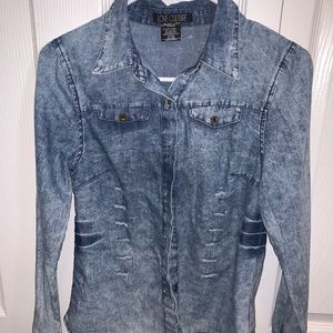Jean Button Up Long Sleeve Shirt